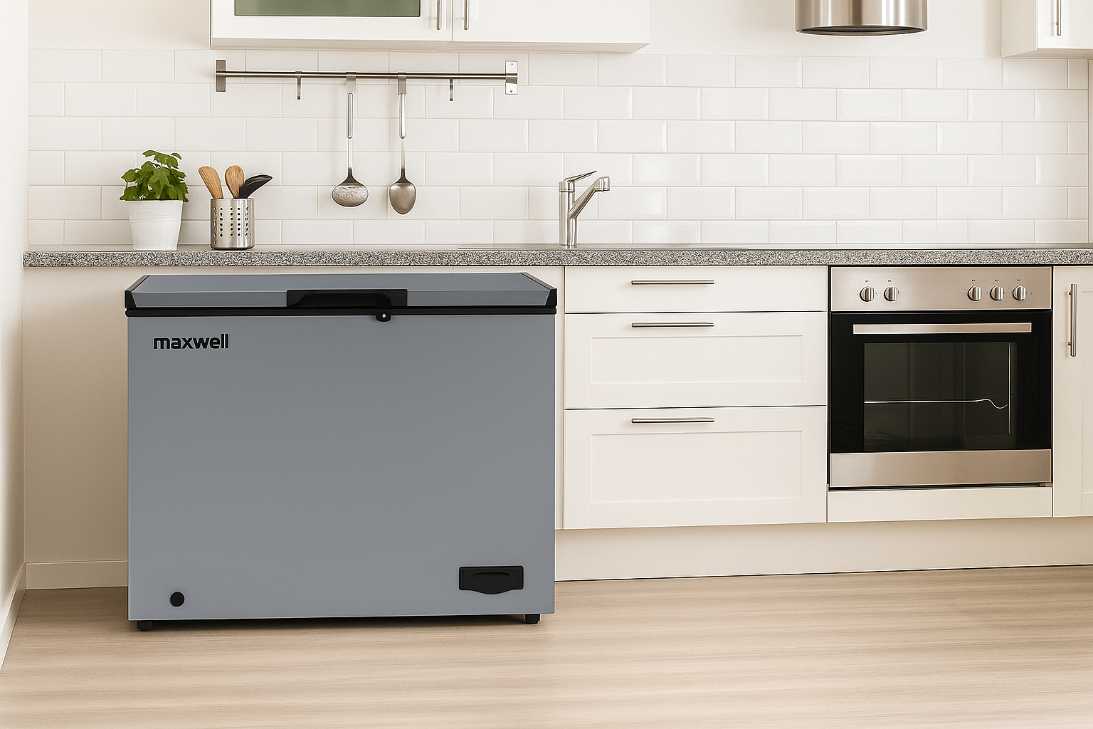 ❄️ Congélateur Horizontal Maxwell 220L Silver au meilleur prix en Tunisie : stockage optimisé, sécurité renforcée et mobilité au meilleur prix en Tunisie
